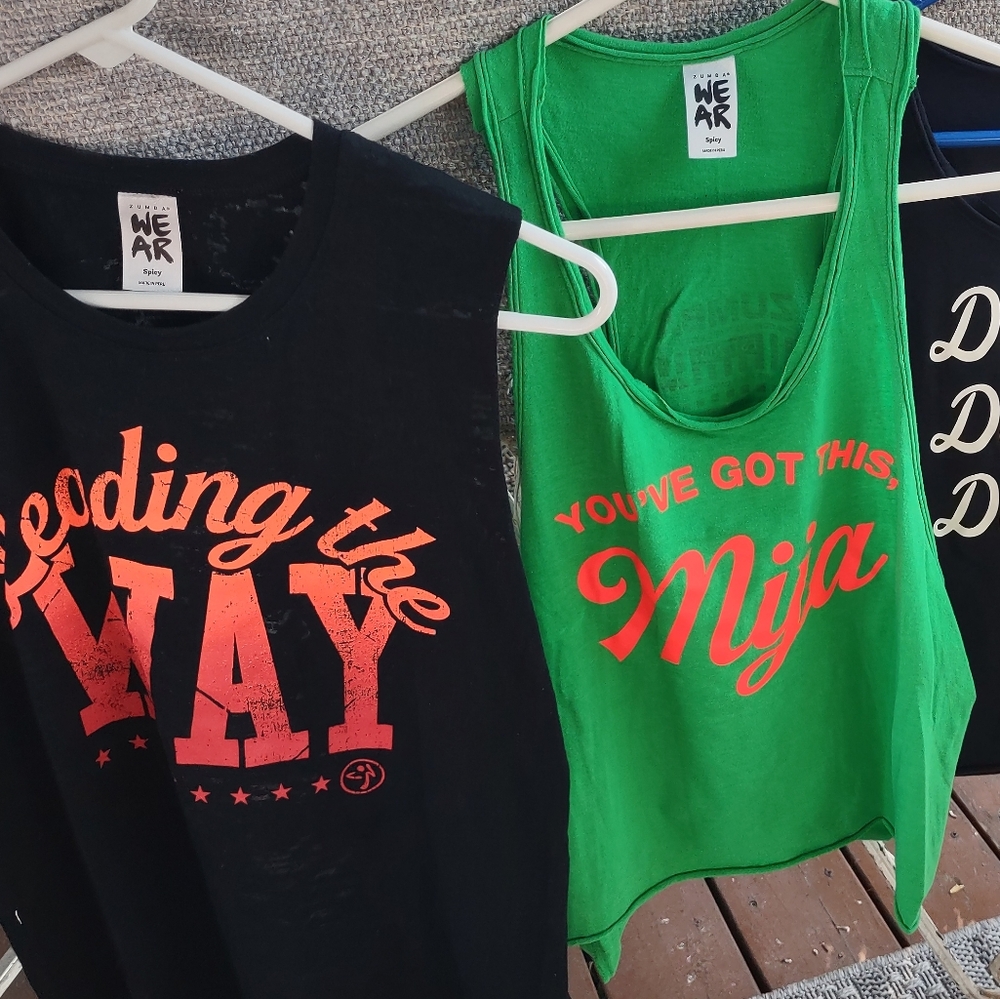 2 Pack Zumba shirts Size Spicy Small 1 Green and 1 Black